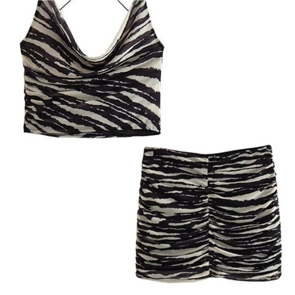NWT SET ZARA TULLE 2 PCS ZEBRA PRINT SKIRT AND TOP - Picture 12 of 13